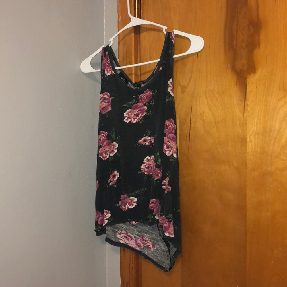 Zippered Back Floral Tank Top